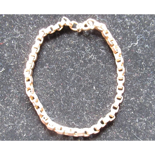 27 - 9ct rose gold box chain bracelet stamped 375, 3.6g
