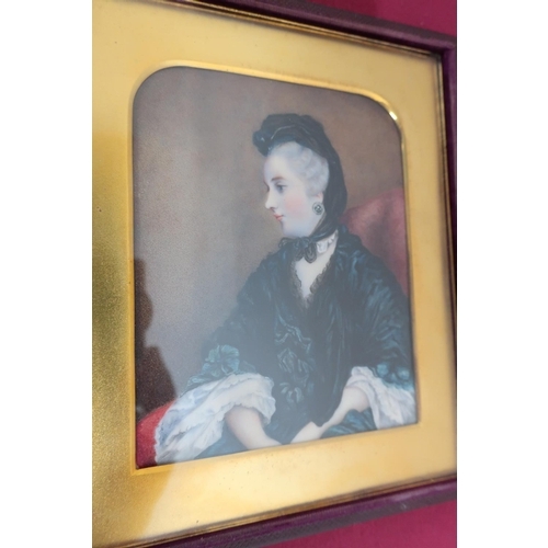 673 - WITHDRAWN - Victorian miniature portrait study of a lady, seated half length in a chair, watercolour... 