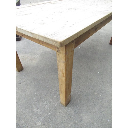 561 - Reclaimed pine table with scrubbed plank top on square legs W183cm D99cm H77cm