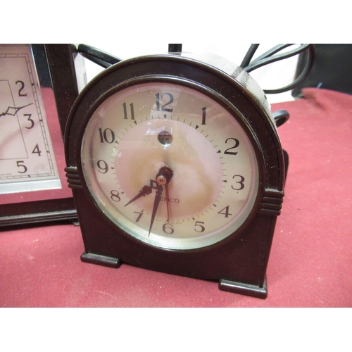 126 - Two 1930s Smiths Sectric, Bakelite cased electric mantle clocks, similar 1930s Temco Bakelite cased ... 