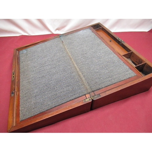 299 - Victorian mahogany lap desk, with hinged divided interior, later replacement writing surface (lackin... 