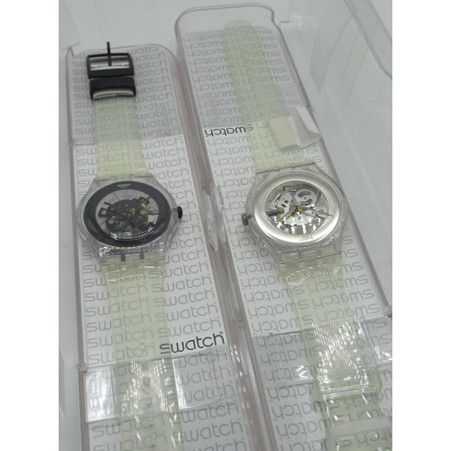 68 - Unused Swatch SUOK 105 skeletonised quartz wristwatch complete with instruction and original box, an... 