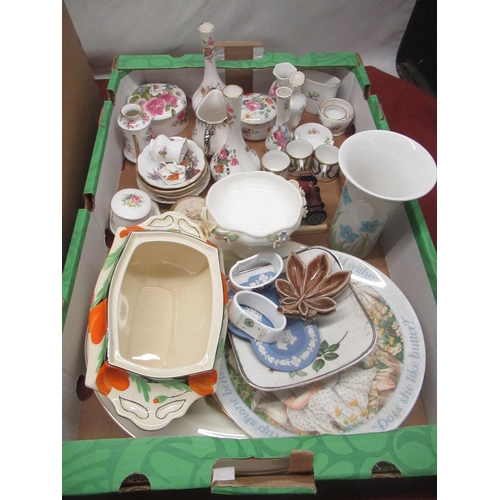 361 - Collection of mixed ceramics and decorative bells, blue and white ware etc (3 boxes