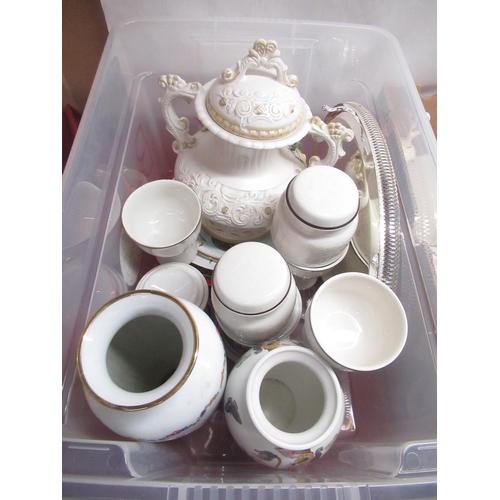 361 - Collection of mixed ceramics and decorative bells, blue and white ware etc (3 boxes