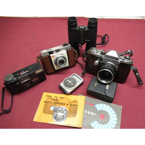 696 - Topcon R 35mm camera with 1:1.8cm lens  with original instructions and leather case (A/F), Kodak Col... 