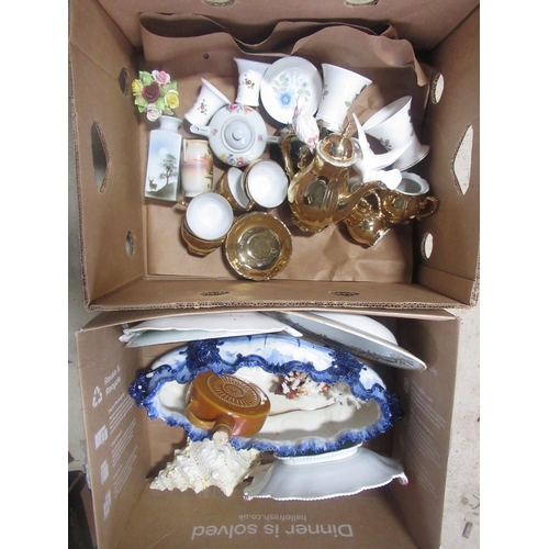 701 - Selection of various ceramics to include Royal Crown Derby blue and white table bowl, gilt coffee se... 