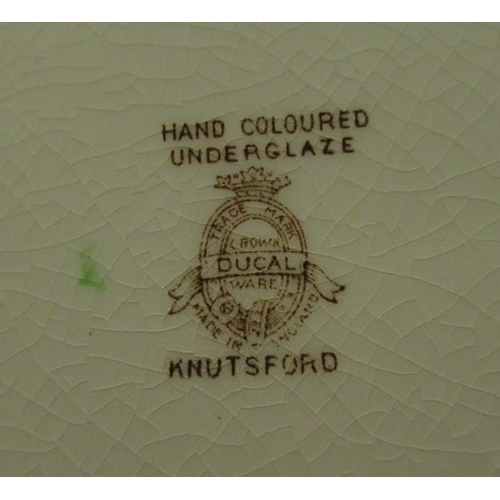 102 - Collection of Crown Ducal Knutsford hand coloured ceramics including plates, side plates, tureens et... 