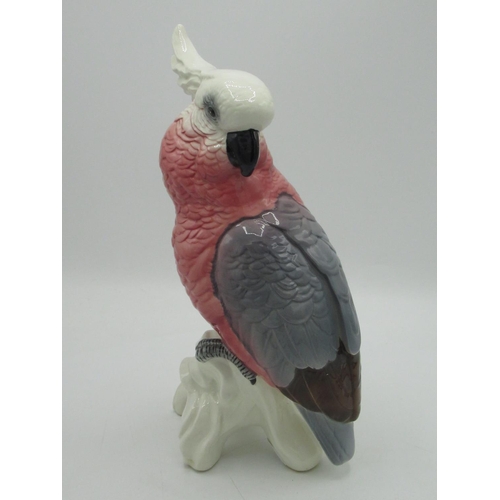 107 - Beswick cockatoo in glazed grey , white and pink  H30cm