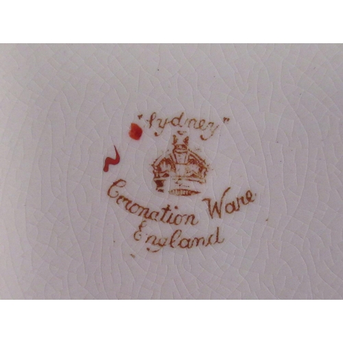 112 - Coronation ware Sydney pattern part tea service including cups, saucers, side plates etc