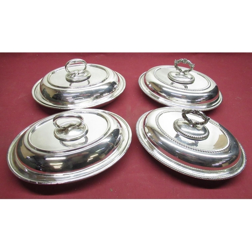 117 - Two pairs of EPNS oval entree dishes and covers (4)