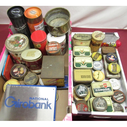 120 - Collection of mid C20th and later tobacco tins, other tins including Quality street, Pathfinder Ligh... 