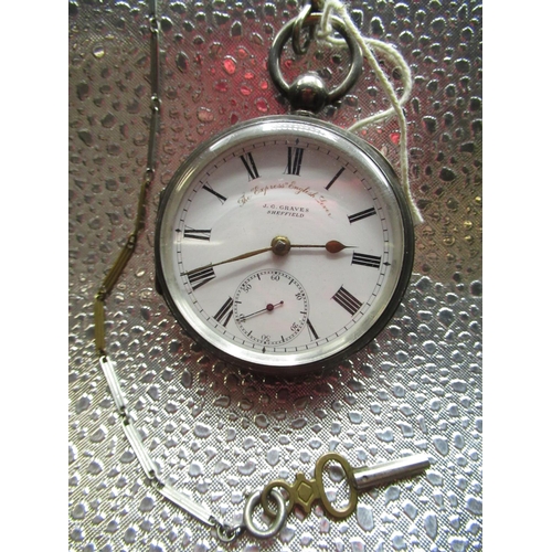 96 - J.G. Graves Sheffield, The Express English Lever silver open faced key wound pocket watch, silver co... 