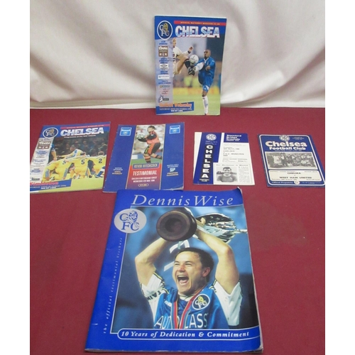 465 - Six Chelsea football programmes from the 1960s & 90s signed by J.Byrne, Rebele, Steve Clark, Roberto... 