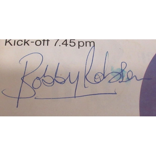 466 - Six England football programmes from the 1970s & 80s signed by Bobby Robson,George Best, Gordon Bank... 