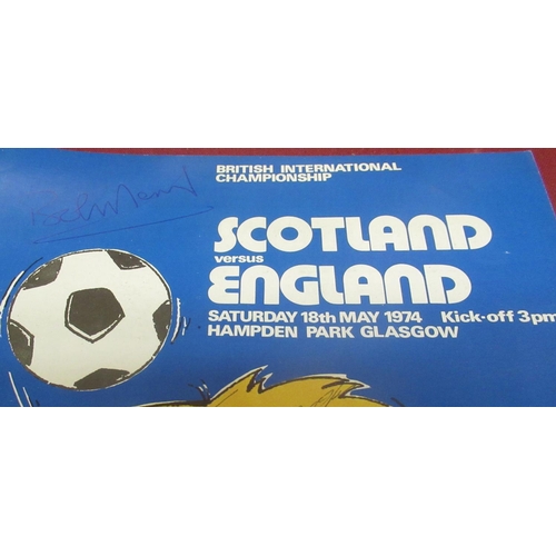 467 - Six Euros and England football programmes signed by Trevor Francis,Bobby Nowcur, Frank Stapleton, Ke... 