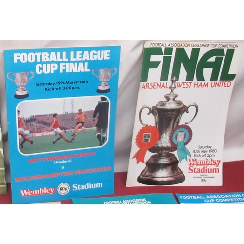 474 - Collection of football final game programmes from the FA Cup, Watney Cup, Milk Cup,etc covering the ... 