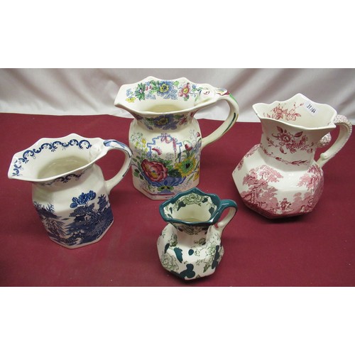 141 - Four various Masons Hydra type jugs and a Royal Albert Old Country Roses part tea service 18pcs (2 b... 