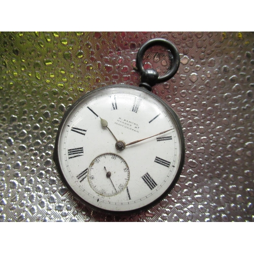 71 - H Samuel, Market Street, Manchester, late Victorian silver open faced key wound pocket watch, three ... 