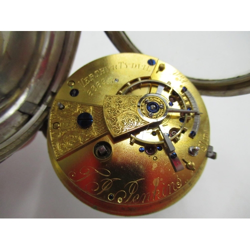 74 - T. P. Jenkins, Merthyr Tydville, Victorian silver key wound open faced pocket watch, three piece hin... 