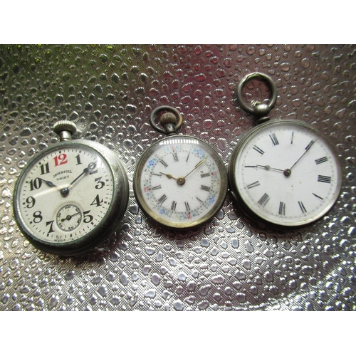 77 - Early C20th Ingersoll Wrist trench style wristwatch, in three piece silver plated case with snap on ... 