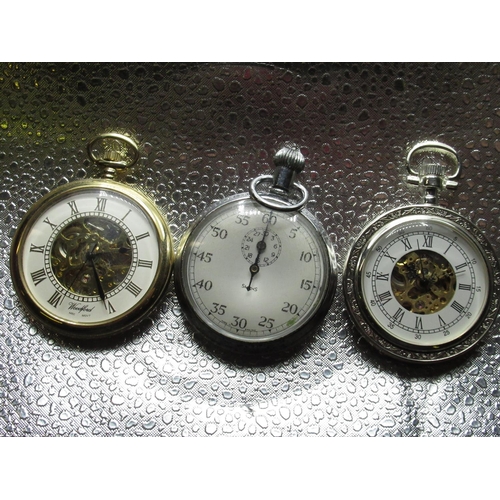 87 - 1950s smiths Stopwatch with subsidiary 30 minute dial, two late C20th open faced keyless wound pocke... 