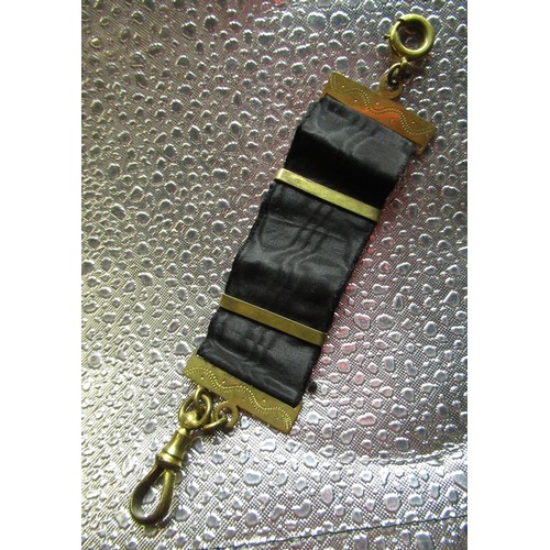 85 - Continental 14k gold top wind ladies fob watch, white enamel Roman dial with gilt hands, engraved ca... 