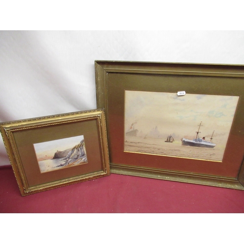 535 - J. Anavan (early C.20th); RMS Nova Scotia with London in the distance, signed and dated 1930, waterc... 