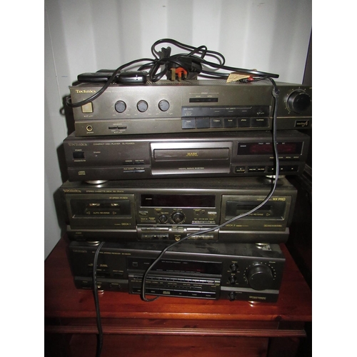 651 - Technics stacking hi-fi system: amp su-500 cd player slpg480, stereo cassette tape rst4 and receiver... 