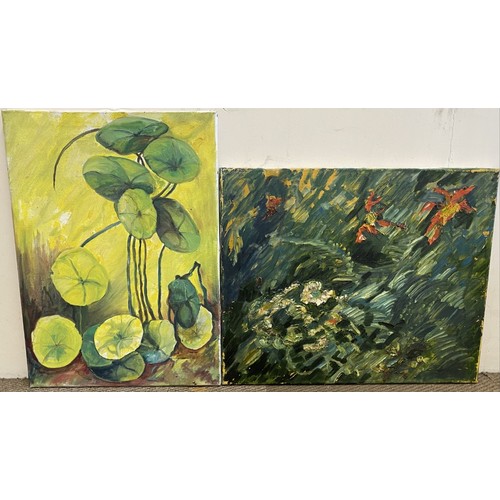 66 - Two botanical studies by Leilani Anne Susan Montgomery Sperber (C20th d.2015), both unframed oil on ... 