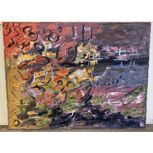 68 - Leilani Anne Susan Montgomery Sperber (C20th d.2015) Abstract Garden, unframed oil on canvas, 76cm x... 