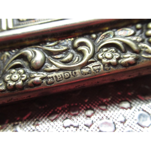 1165 - Edw.VII hallmarked sterling silver repousse decorated Bridge/Trump marker, sliding window to reveal ... 