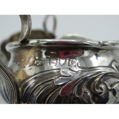 1170 - Victorian hallmarked sterling silver two handled sugar bowl repousse decorated with acanthus scrolls... 