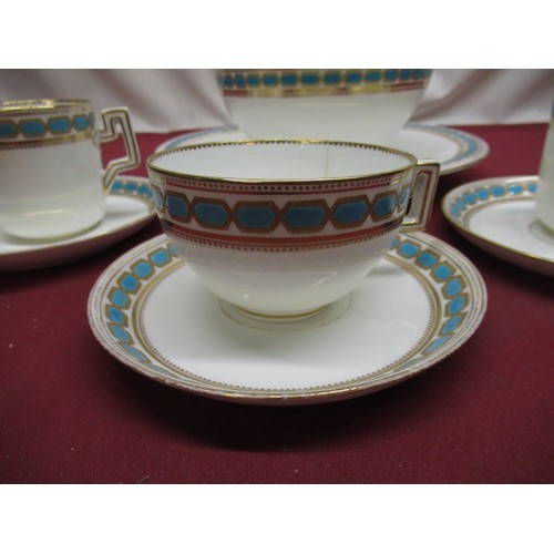 133 - Coalport tea and coffee ware decorated with a blue and gilt border on a white ground 30pcs approx