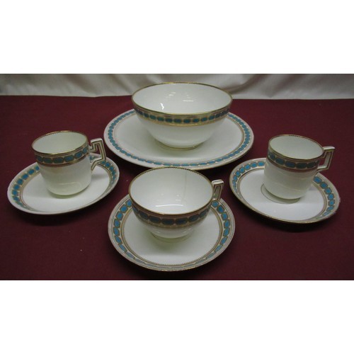 133 - Coalport tea and coffee ware decorated with a blue and gilt border on a white ground 30pcs approx