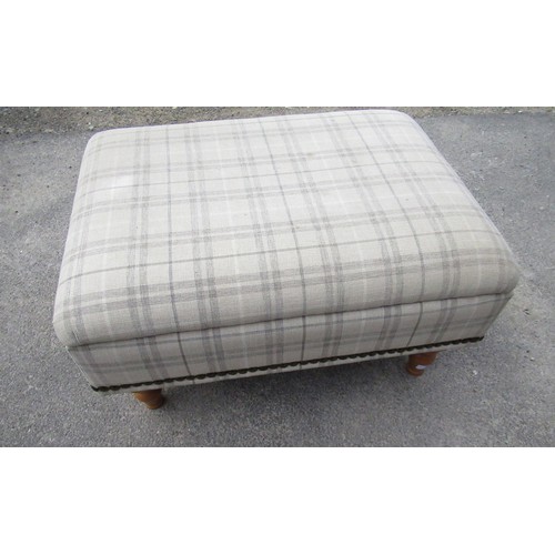 545 - Next footstool upholstered in Gingham check on turned feet W67cm D49cm H38