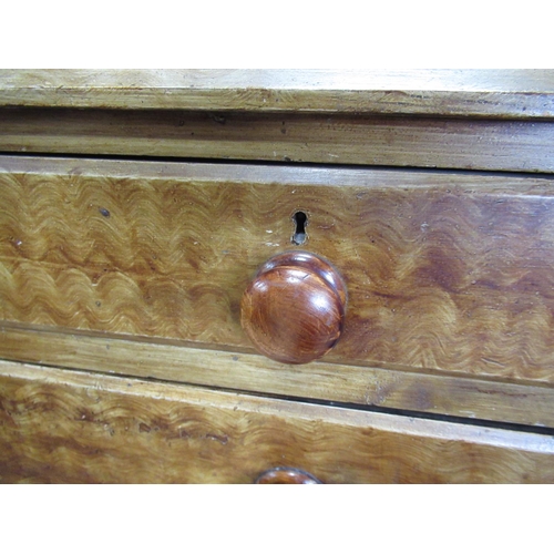 596 - Victorian scumbled pine chest with stepped top, above two short and three long graduated drawers, wi... 