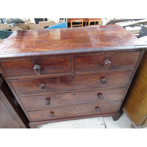 618 - Victorian mahogany chest, moulded top above two short and three long graduated cockbeaded drawers, w... 