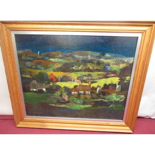 83 - George Wright (contemporary) 'Cornish Landscape', oils on board, signed, 44cm x 54cm