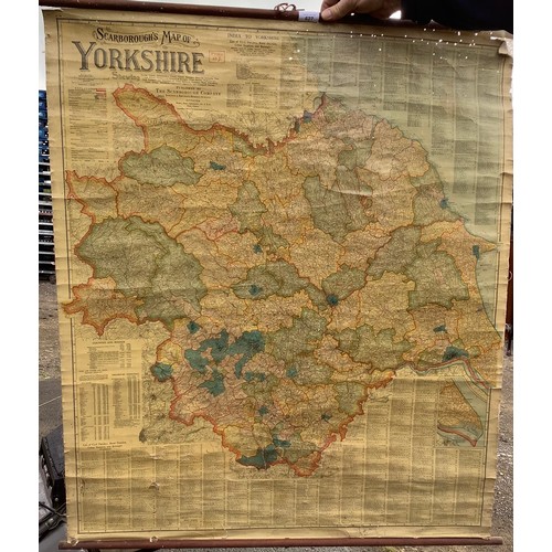 627 - Scarborough's map of Yorkshire showing Ancient County Administrative County ... life ships and coast... 