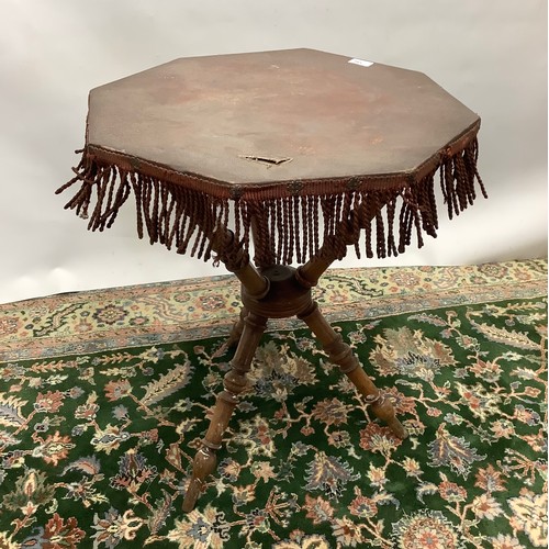 346a - Late Victorian mahogany gypsy table octagonal top on three turned ring supports, W52cm D52cm H67cm