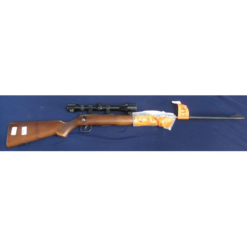 443 - Brno .22 bolt action rifle with 2x mags fitted with Hunter 6x40 scope, barrel screw cut for sound mo... 