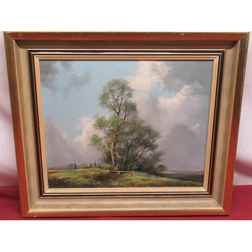 1367 - Richard Tearoe (British C20th); 'Summer Pastoral' oil on board, signed, titled on label verso, 24cm ... 