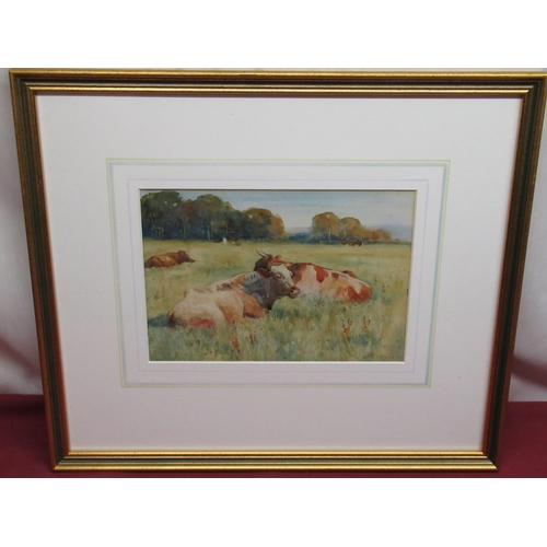 1331 - John Atkinson (Staithes Group, 1863-1924); Cattle resting, watercolour, signed and dated '97, 17.5cm... 