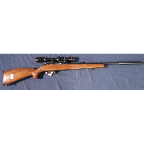 431 - Weatherby Beretta MKXXII .22 semi auto rifle fitted with sound moderator (lacking magazine) serial n... 