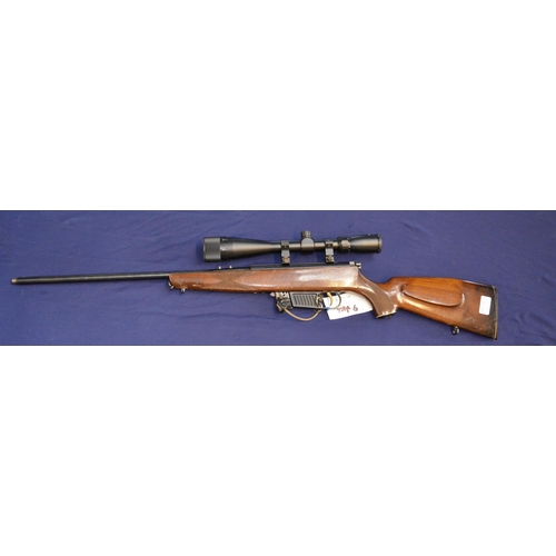 428 - Voere .22 semi auto rifle with 1x mag,  fitted with Stoeger/16x40 scope, barrel screw cut for sound ... 