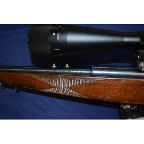 428 - Voere .22 semi auto rifle with 1x mag,  fitted with Stoeger/16x40 scope, barrel screw cut for sound ... 