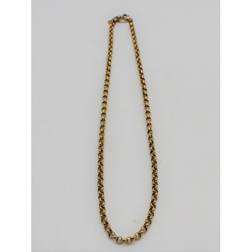 1121 - 9ct yellow gold belcher chain necklace, with lobster claw clasp and safety chain (AF), stamped 375, ... 