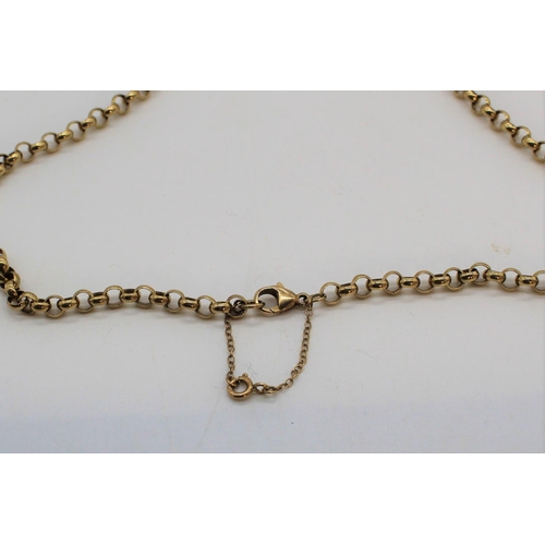 1121 - 9ct yellow gold belcher chain necklace, with lobster claw clasp and safety chain (AF), stamped 375, ... 