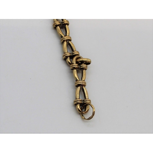 1115 - 9ct yellow gold fancy link bracelet with Albert clasp, stamped 375,L 21cm, 16.9g