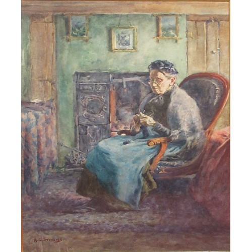 1332 - Albert George Stevens (Staithes Group, 1863-1925); 'Painting of Miss Mason (Dispensers Mother)', wat... 